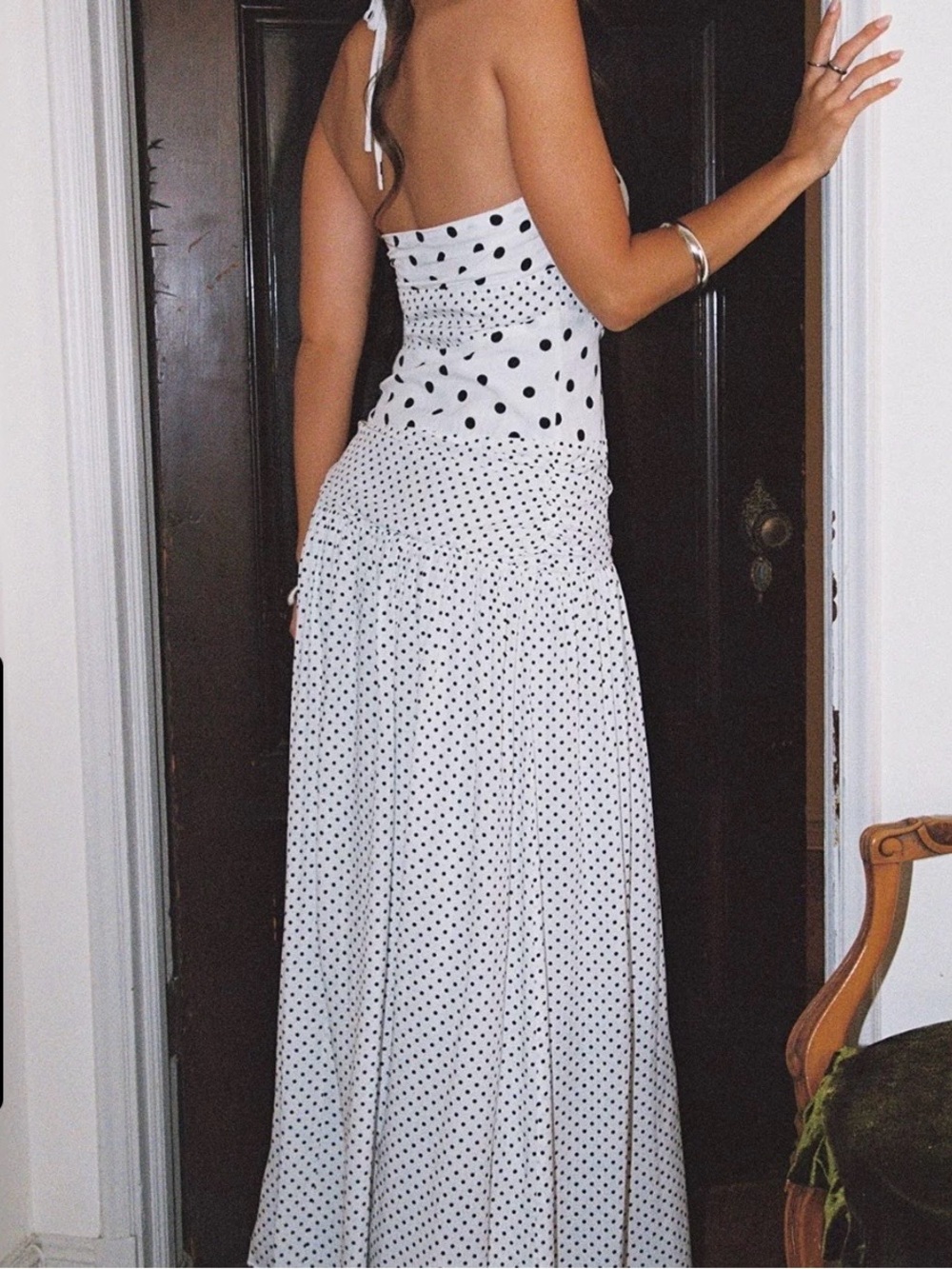Princess Polly Marguerite Halter Maxi Dress White Polka Dot. - Picture 2 of 11